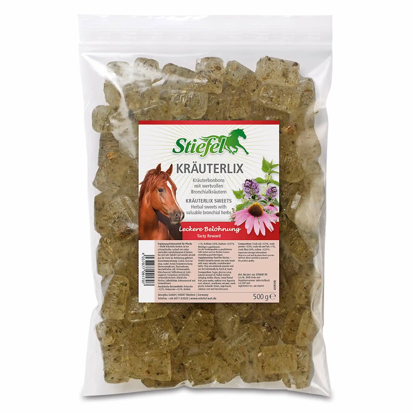 Stiefel Kräuterlix Bonbon als schmackhafte Kräuterleckerlis für Pferde mit ausgewählten naturbelassenen Kräutern