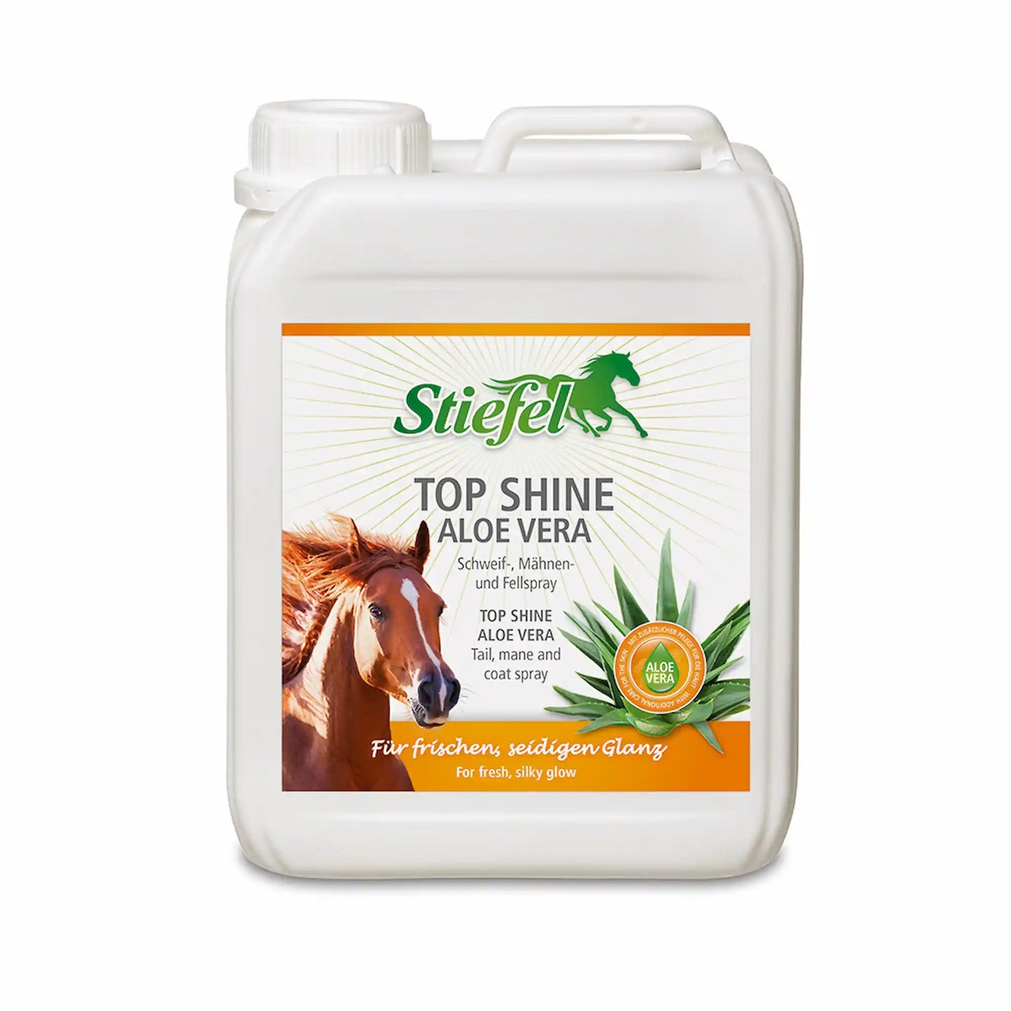 Stiefel Top Shine Aloe Vera beim Bürsten für leichteres Entwirren von Mähne und Schweif beim Pferd