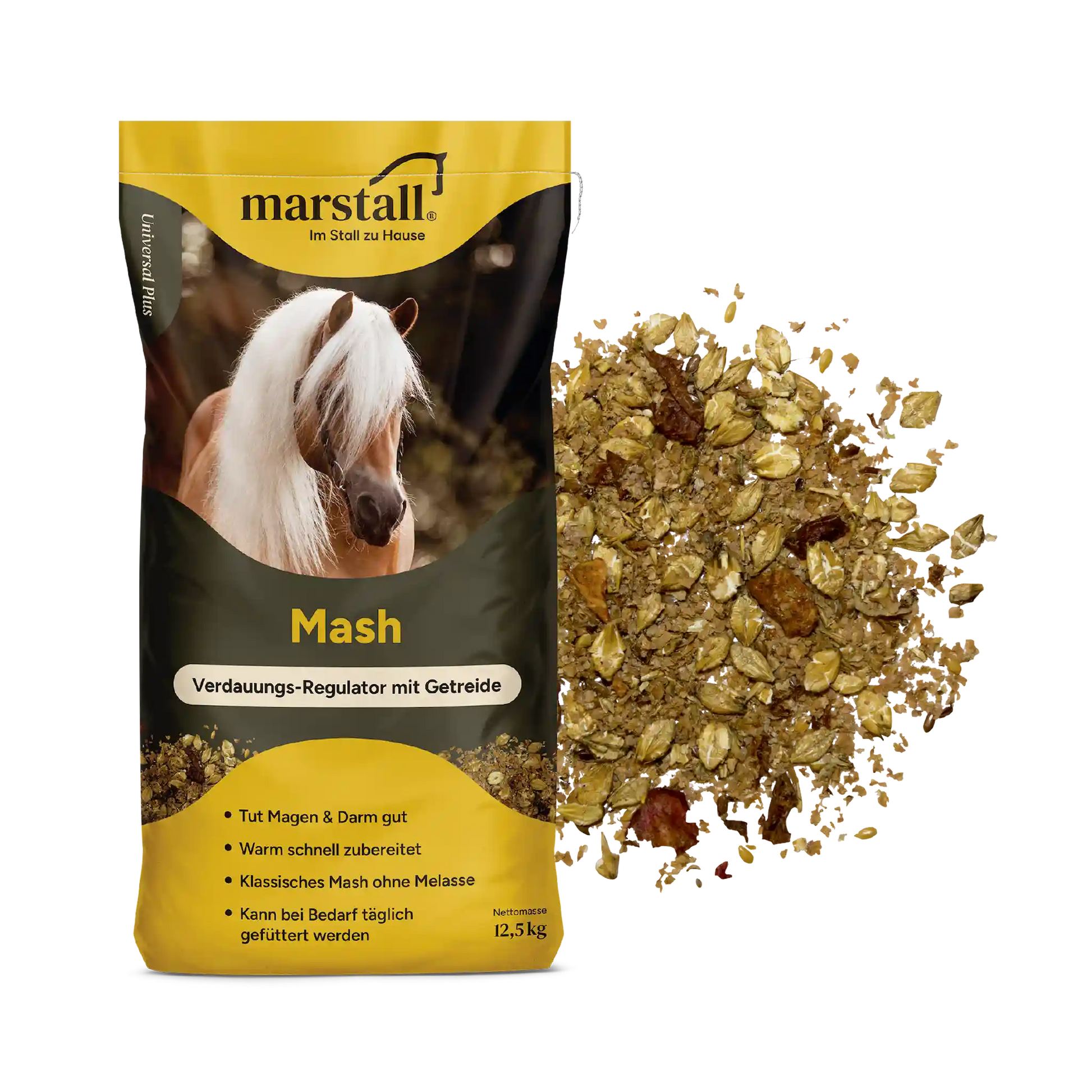 marstall Mash Pferdefutter ohne Melasse mit Leinsaat und Apfeltrester für sensible Pferde