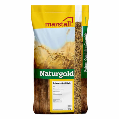 marstall Naturgold Schwarz Gold Hafer ganzes Korn Pferdefutter für Energie und Leistung