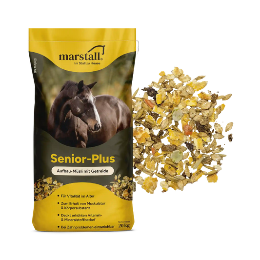 marstall Senior Plus Müsli für ältere Pferde zur Gewichtszunahme und Energieversorgung im Alltag