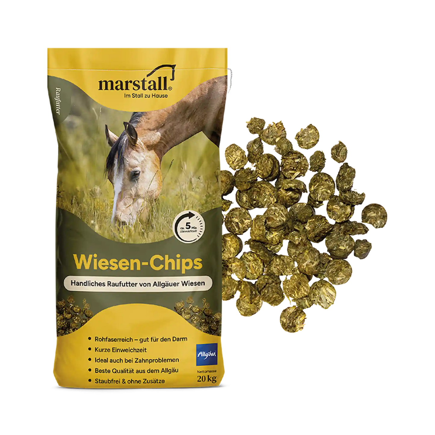 marstall Wiesen-Chips schnell einweichende Heuchips für Pferde aus Allgäuer Wiesen
