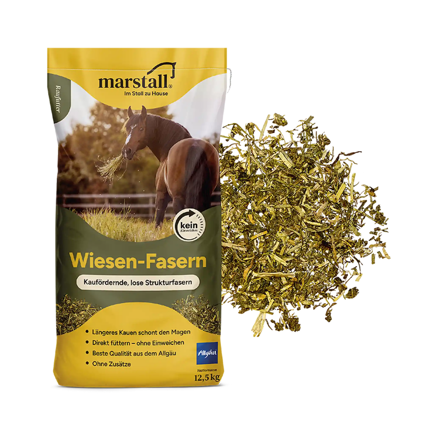 marstall Wiesen-Fasern gehäckselte Heufasern aus Allgäuer Wiesen für Pferdefütterung