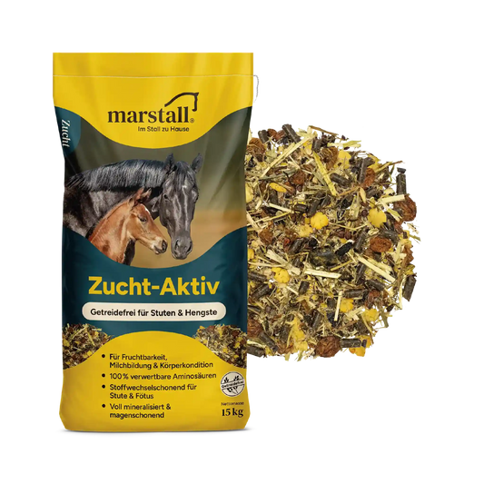 marstall Zucht-Aktiv getreidefreies Zuchtmüsli für Stuten und Hengste in der Zuchtfütterung