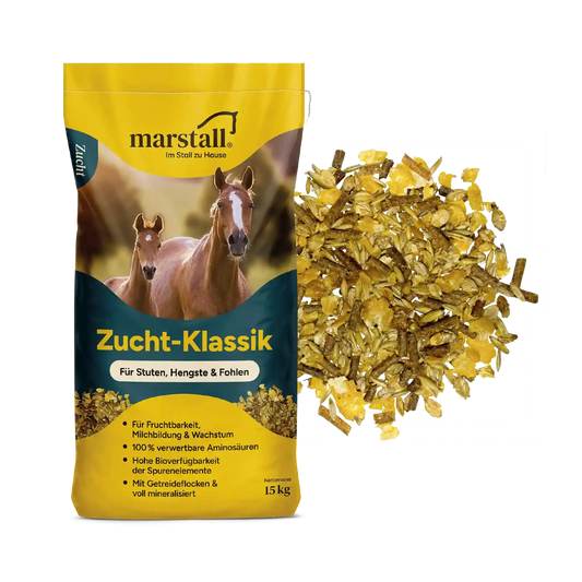 Marstall Zucht-Klassik 20 kg Pferdefutter Müsli für Zuchtstuten und Deckhengste im Futtersack