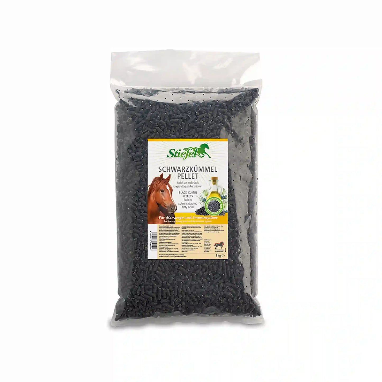Stiefel Schwarzkümmelpellets für Pferde zur Unterstützung von Haut Fell und Abwehrkräften